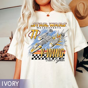 Disney Star Wars Y-Wing T-Shirt, Vintage Starfighter Racing Tee, 1977 Motorsport Graphic, Retro Sci-Fi Shirt, Galaxy’s Edge Trip