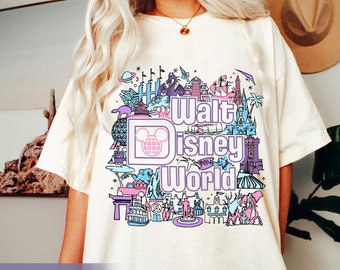 Retro Walt  World Comfort Colors Shirt,  Parks T-shirt, Epcot Center Tee, 2024 Family Trip, Magic Kingdom, Birthday Gift