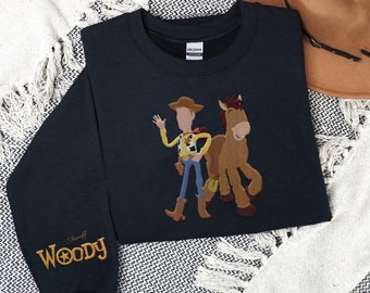 Sudadera bordada del Sheriff Woody, vaquero del oeste y Tiro al Blanco, sudadera de cuello redondo bordada de Toy Story de Disney, Reino Mágico, viaje a Disneyland