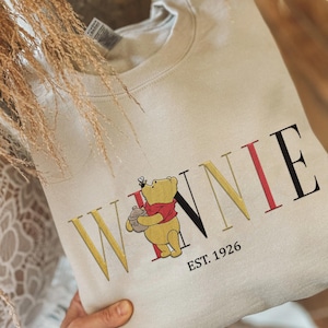 Custom Embroidered Winnie The Pooh Sweatshirt, Cute Pooh And Friend Embroidery Crewneck, Gift for Him Her, Best Day Ever, Disneyland Trip