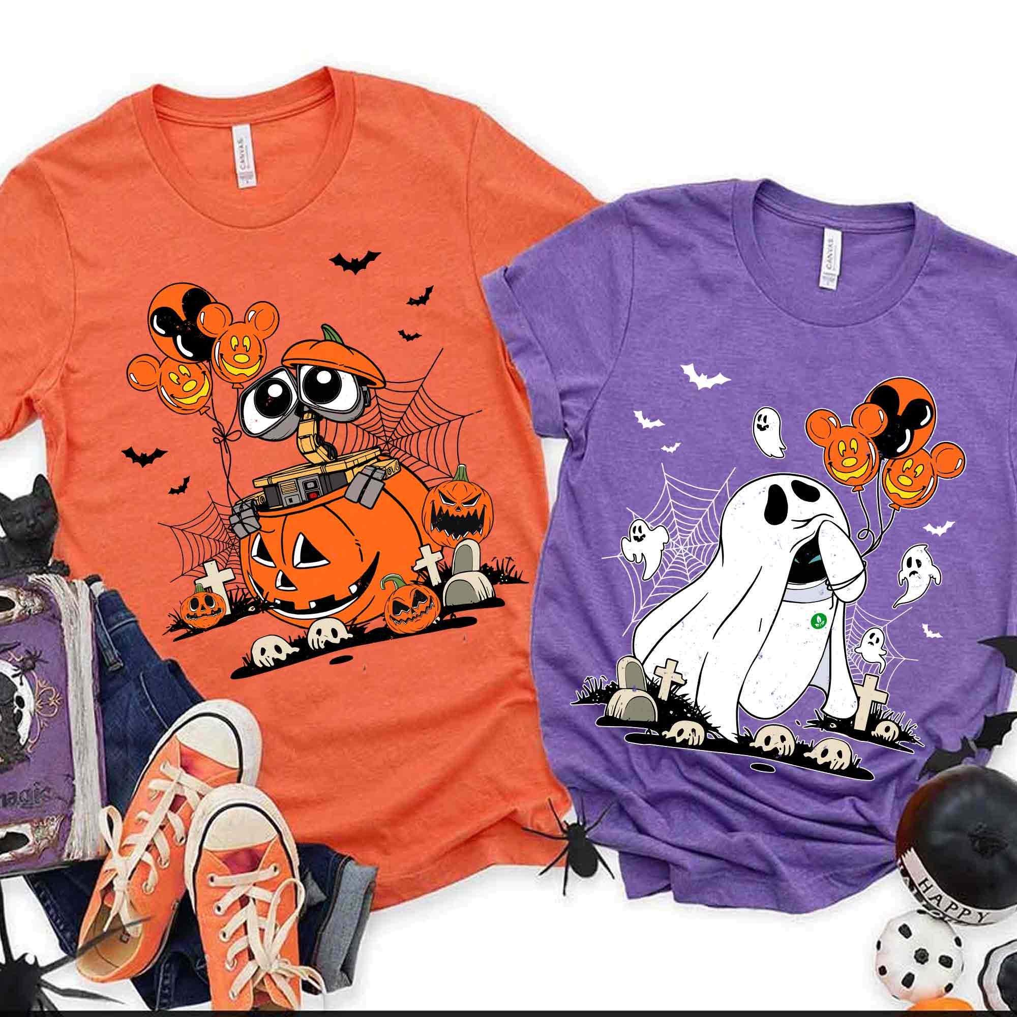 Vintage Disney Halloween Wall E Eve Couple Shirt, Not So Scary Halloween Party Tee, Disneyland Couple Matching, Spooky Season, Disney Trip