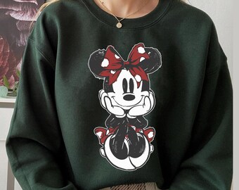 Bonita camiseta navideña de Minnie Mouse de Disney, bonita camiseta navideña con pose de retrato de Disney, camiseta navideña de Disney, Disneyland 2026