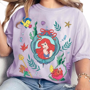 Disney Coquette Bow Watercolor The Little Mermaid Ariel Princess Shirt, Disney Princess Ariel Tee, Disney Girls Trip, Disneyland Family Trip