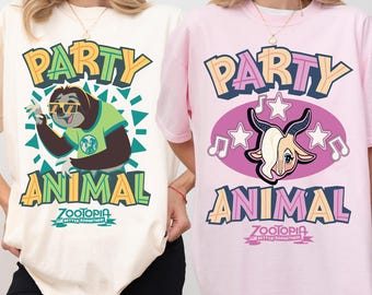 ディズニー ガゼル＆フラッシュ ベター・ズーギャザー シャツ、ズートピア パーティーアニマルTシャツ、ディズニー アニマルキングダム おもしろシャツ、ディズニーランド フレンズ トリップシャツ