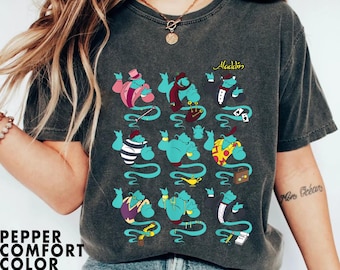 Aladdin Genie-kläder i bekväma färger, t-shirt med vintage-motiv, familjeresa 2026, Magic Kingdom Park, Walt World