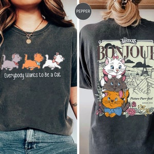 Two Sided The Aristocats Berlioz Toulouse Marie Everybody Wants To Be A Cat Comfort Colors Shirt, Retro Disney Cats T-shirt, Disneyland Trip