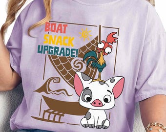 Camiseta de Disney Moana 2 de Pua y Heihei, divertida camiseta con refrigerio de barco, camiseta de la película Disney Moana, camisetas a juego para viajes a Disneyland