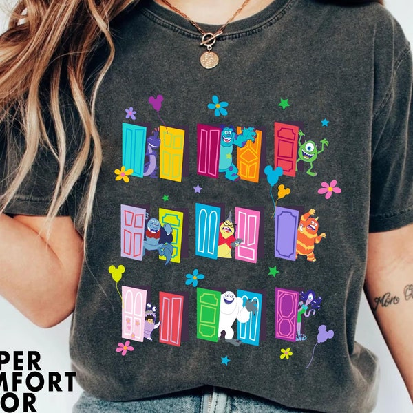 Colorful Monster Doors Shirt, Cute Spooky Monster Graphic Tee, Magical Door Collage T-Shirt, Funny Cute Monsters Vacation Tee