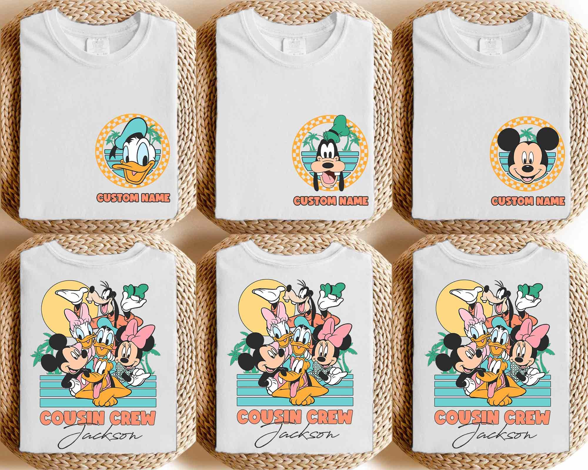 Two Sided Custom Name Disney Mickey Mouse and Friends Cousin Crew Shirt, Personalized Cousin Trip Shirt, Disney Family Matching Trip 2025