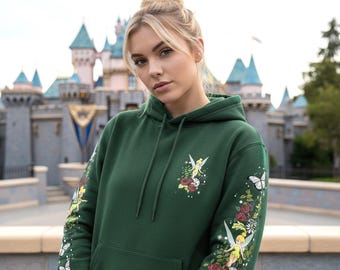 Felpa con cappuccio floreale di Peter Pan Trilli Disney, maglione del magico giardino delle fate, completo per la gita in famiglia sull'Isola che non c'è, abbigliamento estetico delle fate Disney