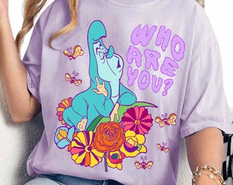 Disney Alice in Wonderland Caterpillar T-Shirt, Who Are You Quote Tee, Trippy Floral Butterfly Shirt, Disneyland Family Trip Matching 2025