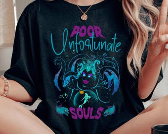 Vintage Ursula Strandgut Ariel Poor Unfortunate Souls Comfort Farben Shirt, Die kleine Meerjungfrau Disney Bösewichte T-Shirt, Disneyland Reise
