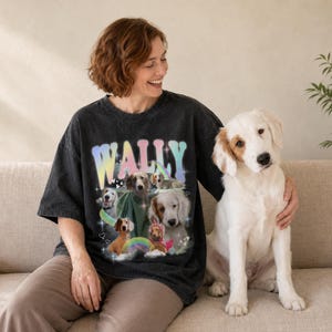 Camiseta personalizada con los colores del arcoíris de tu mascota, añade la foto de tu mascota, su nombre, tu propia camiseta, para amantes de los perros y gatos, regalo personalizado y divertido.