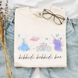 Cinderella Dress Shoe Pumpkin Carriage Fairy Godmother Bibbidi Bobbidi Boo Comfort Colors Shirt, Cinderella Watercolor Disney T-shirt