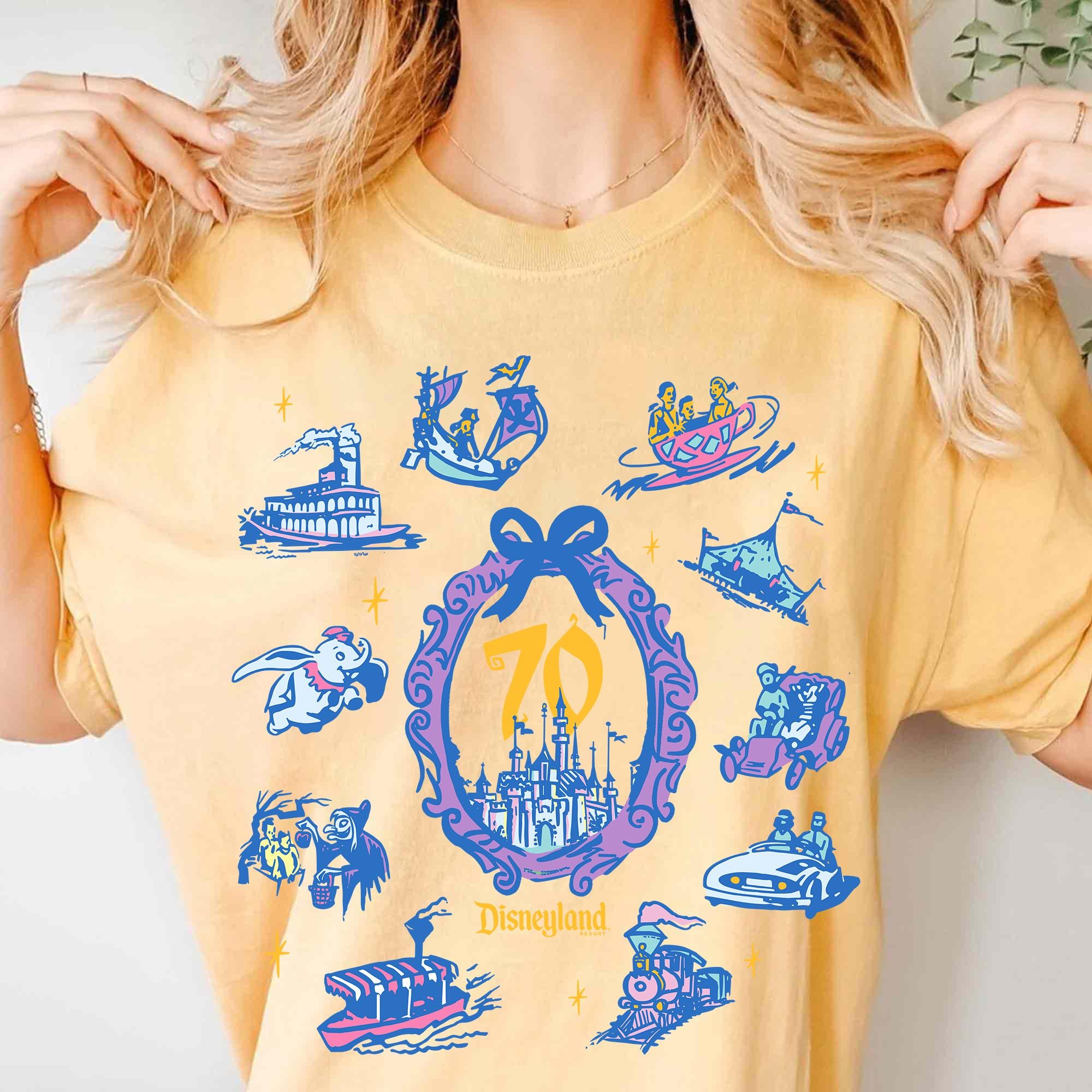 Vintage Disneyland 70th Anniversary Shirt, Watercolor Park