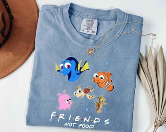 Finding Nemo Friends Not Food Comfort Colors Shirt, Cute Nemo Dory Squirt  Sheldon, Bruce Shark T-shirt, Disney Kid Tee, Disneyland Trip