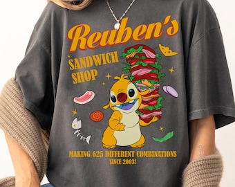 Disney Lilo & Stitch Reuben Shirt, Reuben’s Sandwich Shop Tee, 625 Combinations Since 2003, Funny Alien Sandwich Graphic, Disney Trip Gift