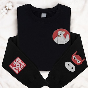 Embroidered Baymax And Cat I Am Not Fast Sweatshirt, Disney Big Hero 6 Cute Sweater, Disneyworld Disneyland Family Trip