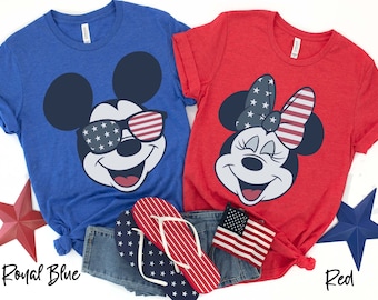 Mickey And Minnie Patriotic USA Matching Comfort Colors Shirt, Happy 4th of July, Disney Couple Independence Day 2026 Tee, American Freedom