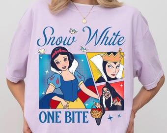 Disney Snow White One Bite Villains Evil Queen Pop Art Tshirt, Comic Style Y2K Girl Trip Tee, Disneyland Girl Matching Trip Shirts