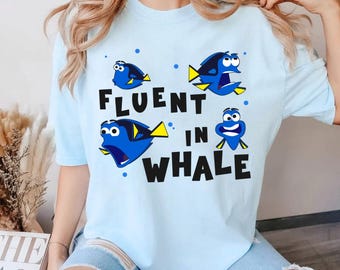 Maglietta retrò con il pesce Dory che parla fluentemente dei colori della balena, divertenti emozioni di Dory, maglietta Disney Alla ricerca di Dory, maglietta carina di Dory, viaggio a Disneyland