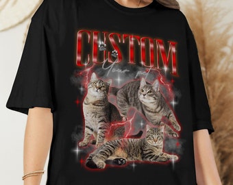 Custom Dog Cat Photo Red Comfort Colors Shirt, Add Your Custom Pet Name, Funny Pet Design, Vintage Dog Cat Lovers T-shirt, Personalized Gift