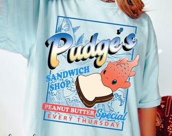 Bonita camiseta de Disney de la tienda de sándwiches Pudge, camiseta de Lilo y Stitch Pudge el pez, camiseta de Pudge controla el clima, camiseta de viaje familiar a Disneyland