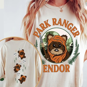 Two Sided Vintage Ewok Park Ranger Endor Camping T-shirt, Funny Disney Ewok Star Wars Tee, Star Wars Gift, Galaxy&#39;s Edge, Disney Trip
