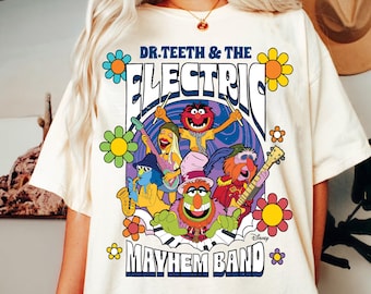 Vintage Dr Teeth & The Electric Mayhem Rock Band Comfort Colors Shirt, Disney The Muppets Floral Tee, Disney Muppets Animal Shirt