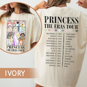 Two Sided  Princess The Eras Tour Comfort Colors Shirt, Rapunzel Ariel Cinderella Elsa, Retro  Girl T-shirt, 2024 Trip