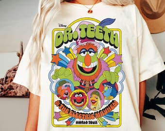 Vintage The Muppets Dr. Teeth & The Electric Mayhem World Tour Comfort Farben Shirt, Retro Disney Washed Tee, Magic Kingdom, Disneyland Trip