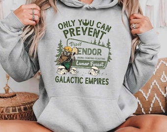 Vintage Star Wars Funny Ewok Endor National Park Protect Our Forest Est 1983 Prevent Galactic Empires Hoodie, Disneyland Trip Outfits