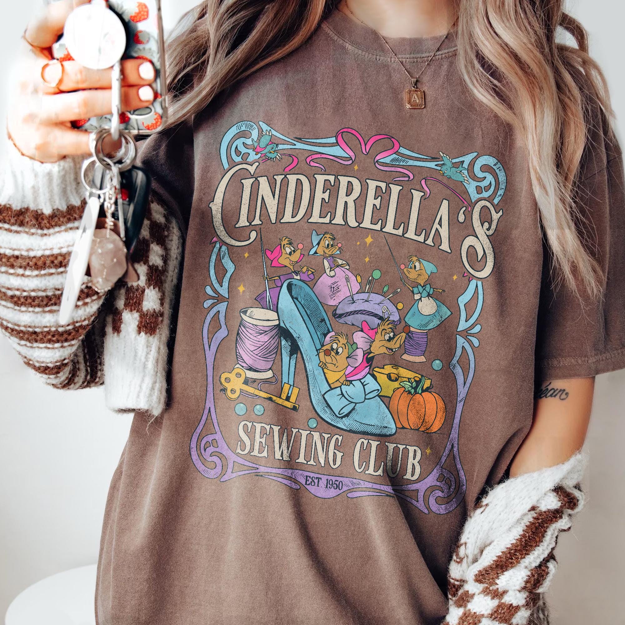 Vintage Disney Cinderella Princess Sewing Club Est 1950 Shirt, Jaq