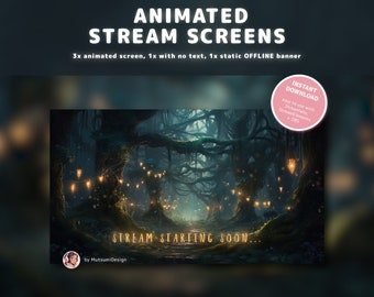 Paquet d'écrans animés Cozy Stream - Thème de la forêt mystique - Superposition de vapeur mystique de la scène Twitch