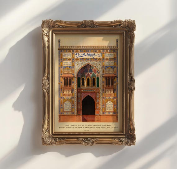 Wazir Khan Mosque Print, Mughal Art, Islamic Architecture, Mosque Wall Art, Islamic Wall Art Decor, Islamic Wedding Gifts, Muslim gift.