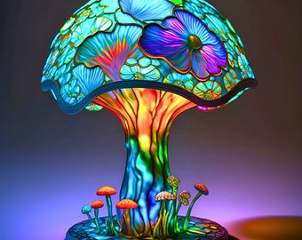 Mushroom Glass Lamp, Mushroom Lamp, Mushroom Table Lamp, Mushroom Decor, Mushroom Lamps, Mushroom Decor, Lava Lamp, Lamp, Table Lamp, Gift