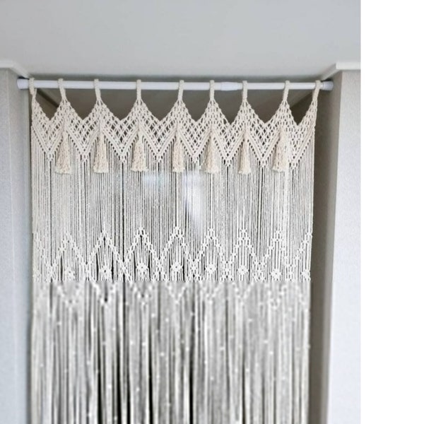 Handmade Macrame curtain, macrame Bohemian, Curtain,Wall Arch , Wall Hanging Extra Large Macrame Windows curtain,