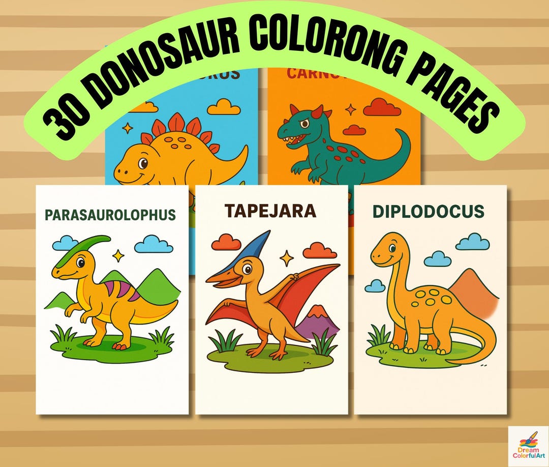 Cute Baby Dinosaur Printable Coloring Book: Educational PDF for ...