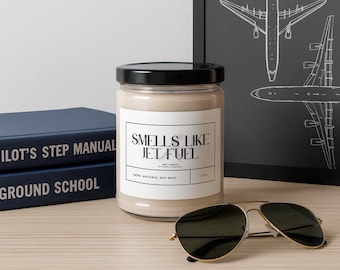 Jet Fuel Candle: 9oz Soy Wax Candle, Aviation Enthusiast Gift