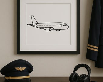757 vliegtuiglijntekeningen – afdrukbare luchtvaartmuurkunst – pilootcadeau – digitale download