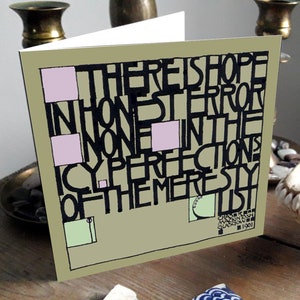 Há esperança no erro honesto...- Charles Rennie Mackintosh Design de tipografia Glasgow Style cartão em branco / design gráfico / bom para enquadramento