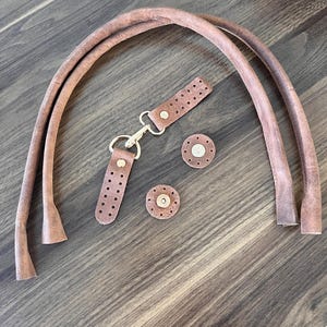 Handmade Tan Leather Bag Strap Set: 23-inch Replacement Straps