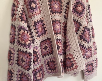 Crochet Granny Square Cardigan,Patchwork Knit Sweater,Crochet Jumper,Crochet Coat, Boho Style Handmade Sweater,women's Jacket,gift for her