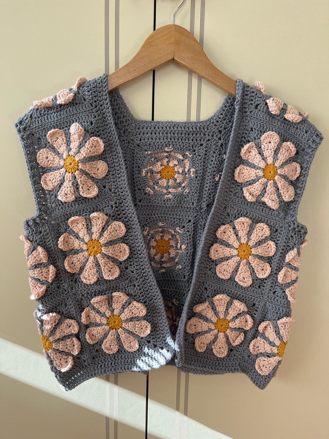 Crochet Daisy Vest, Knitted Colorful Festival Waistcoat,crochet ...
