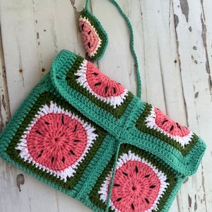 Handmade Crochet Granny Square Book Cover: Watermelon Book Sleeve