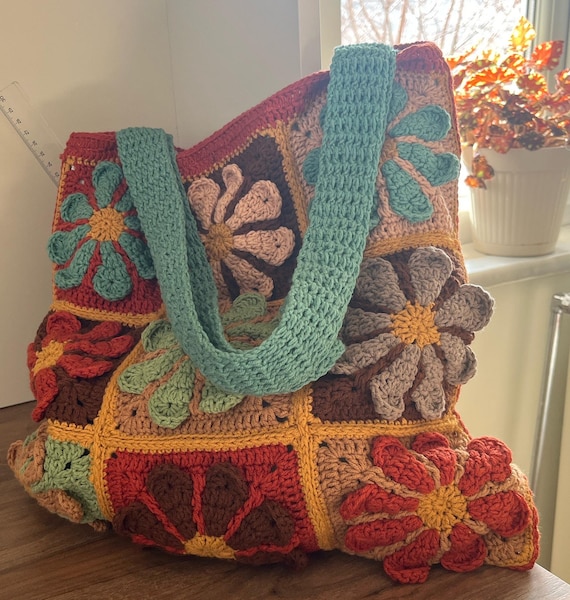 Crocheted Bag Bolso Crochet Flores Africanas African Flower