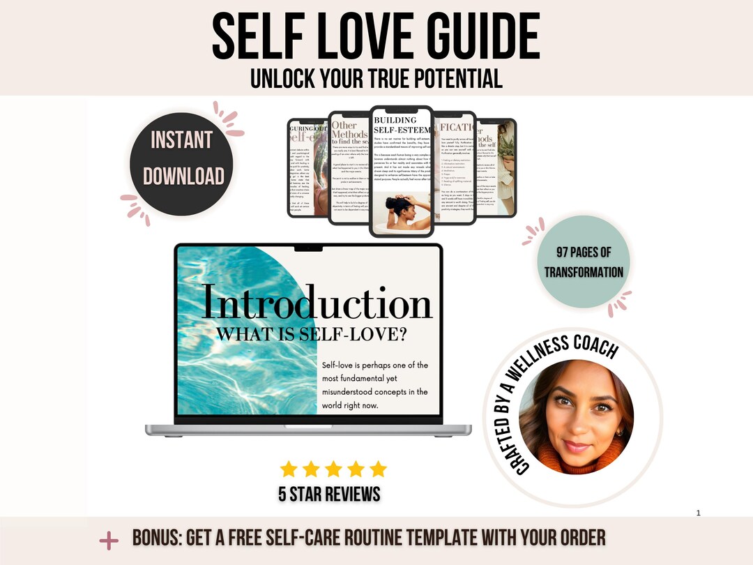 Self Love Guide 97page Workbook & Personal Growth Journal (digital
