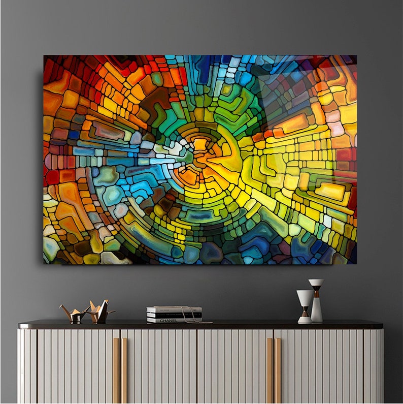 Stained Glass Painting Wall Art Glass Home Wall Decor Gift Etsy