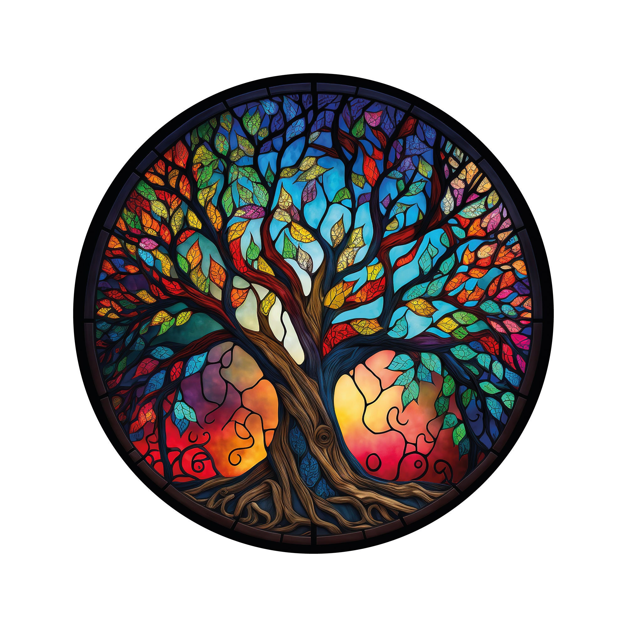 Tree of Life Glass Printing Wall Art, Colorful Glass Wall Art Decor ...