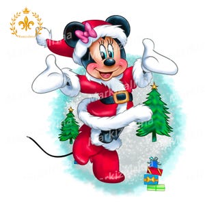 Minnie Mouse Christmas PNG, Mickey Mouse clipart, Mickey Mouse watercolor PNG, Mickey Mouse PNG